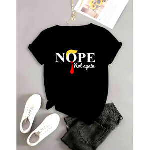 Graphic Short Sleeve Crew Neck Vote Nope Not Again Black T Shirt 6